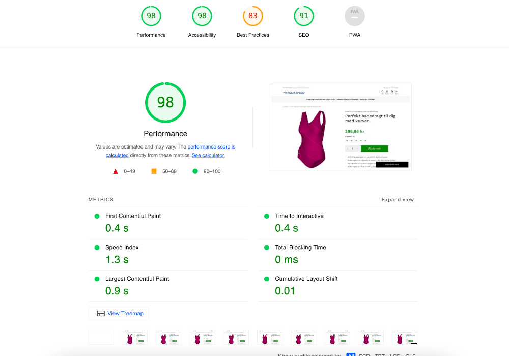 Product desktop after Optimization