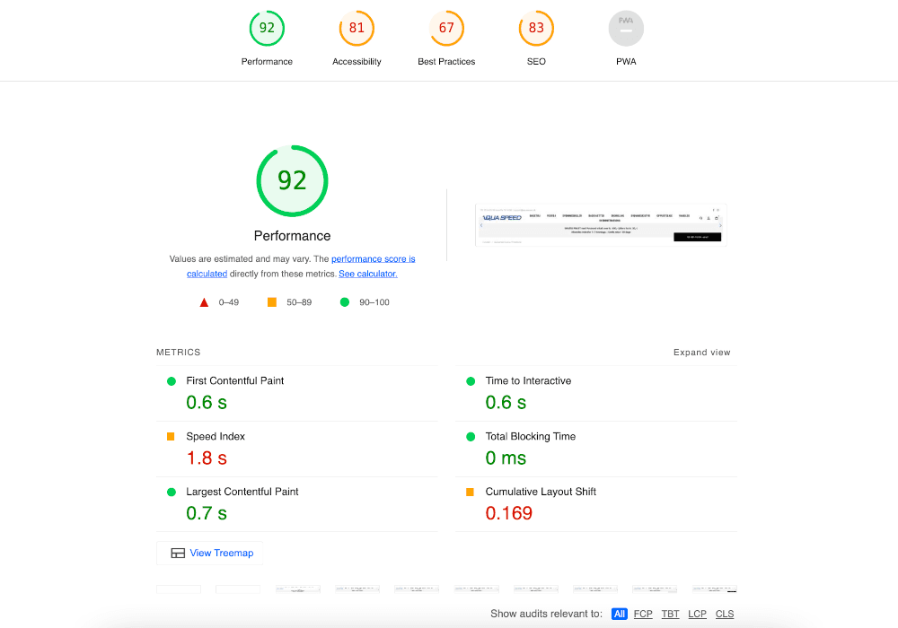 Product desktop Before Optimization