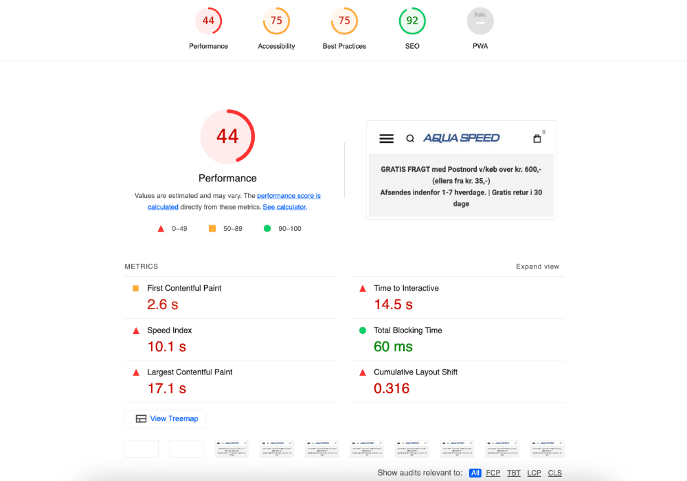 Home Mobile Before Optimization