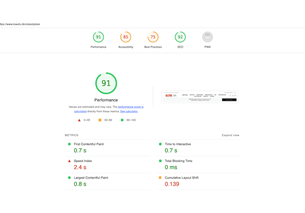 Category desktop Before Optimization