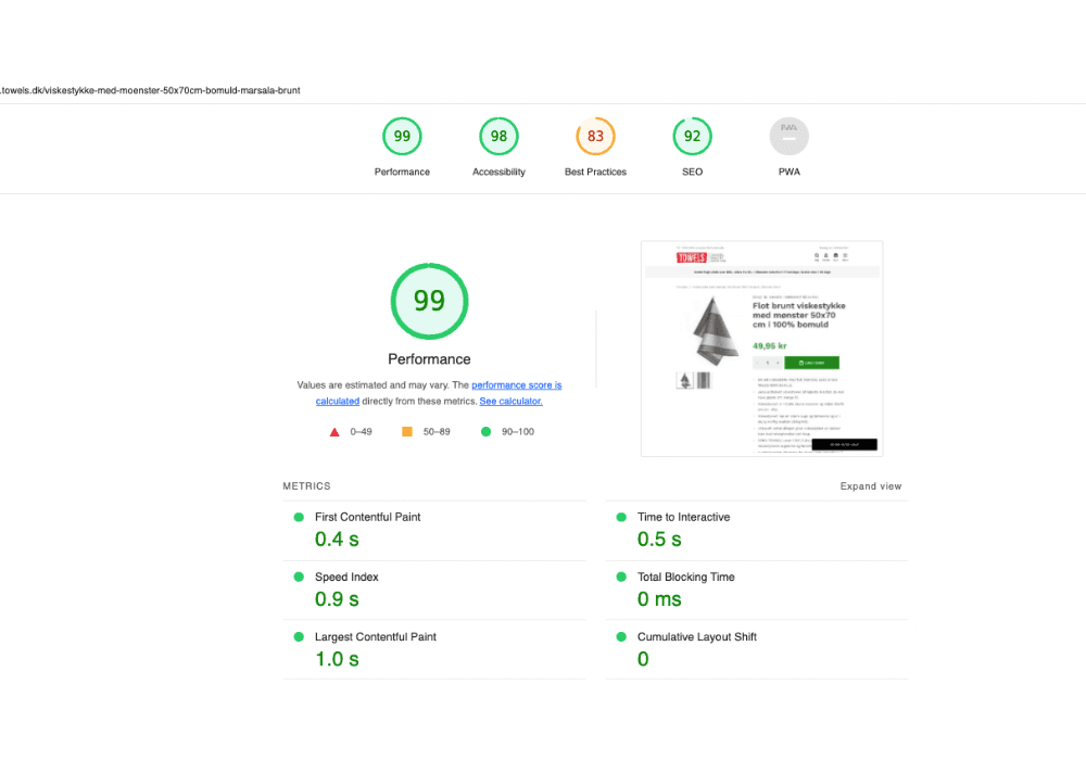 Product desktop after Optimization