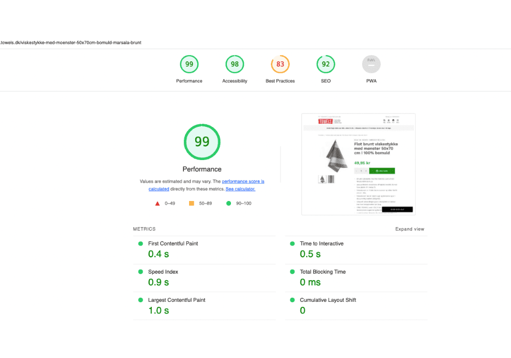 Product desktop after Optimization