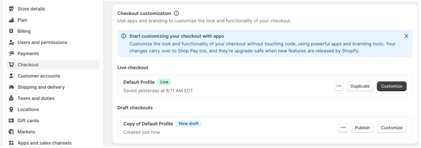 Create a draft checkout