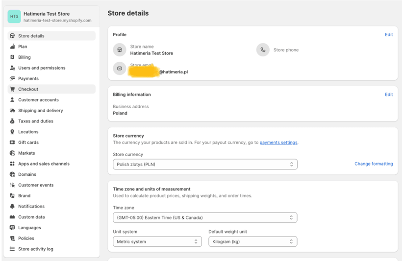 Navigate to checkout settings
